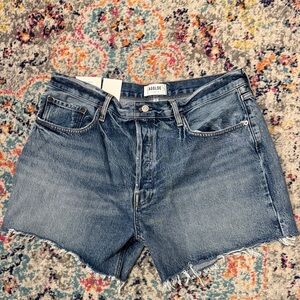 Agolde Indigo Frayed Jean Shorts